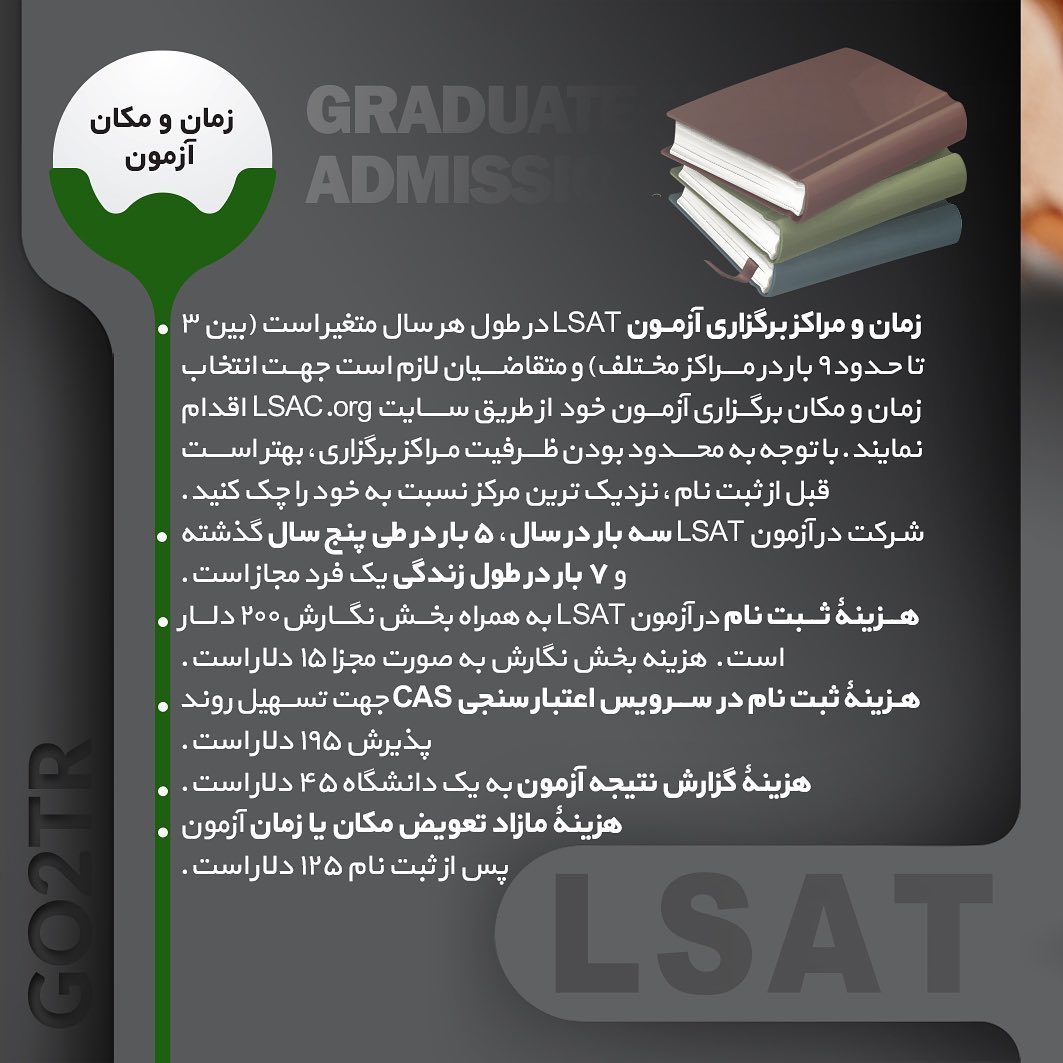 📝#LSAT Exam . اگر تمایل به تحصیل رشته حقوق در کشور آمریکا و‌تعدادی از کشورهای دیگ